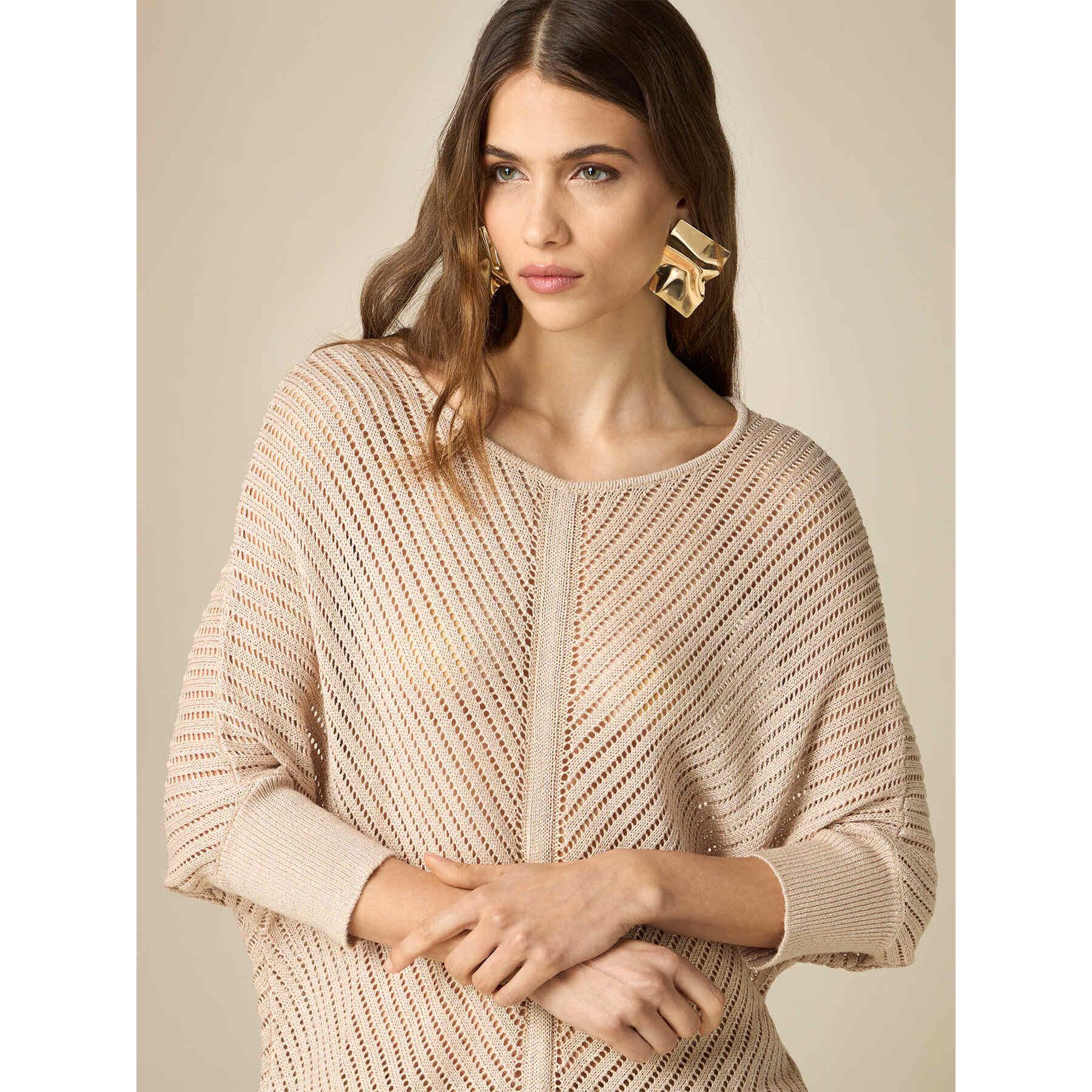 Oltre - Maglia traforata misto lurex - Beige