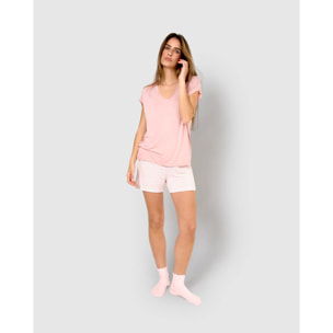 Pigiama corto in viscosa, rosa rubino
