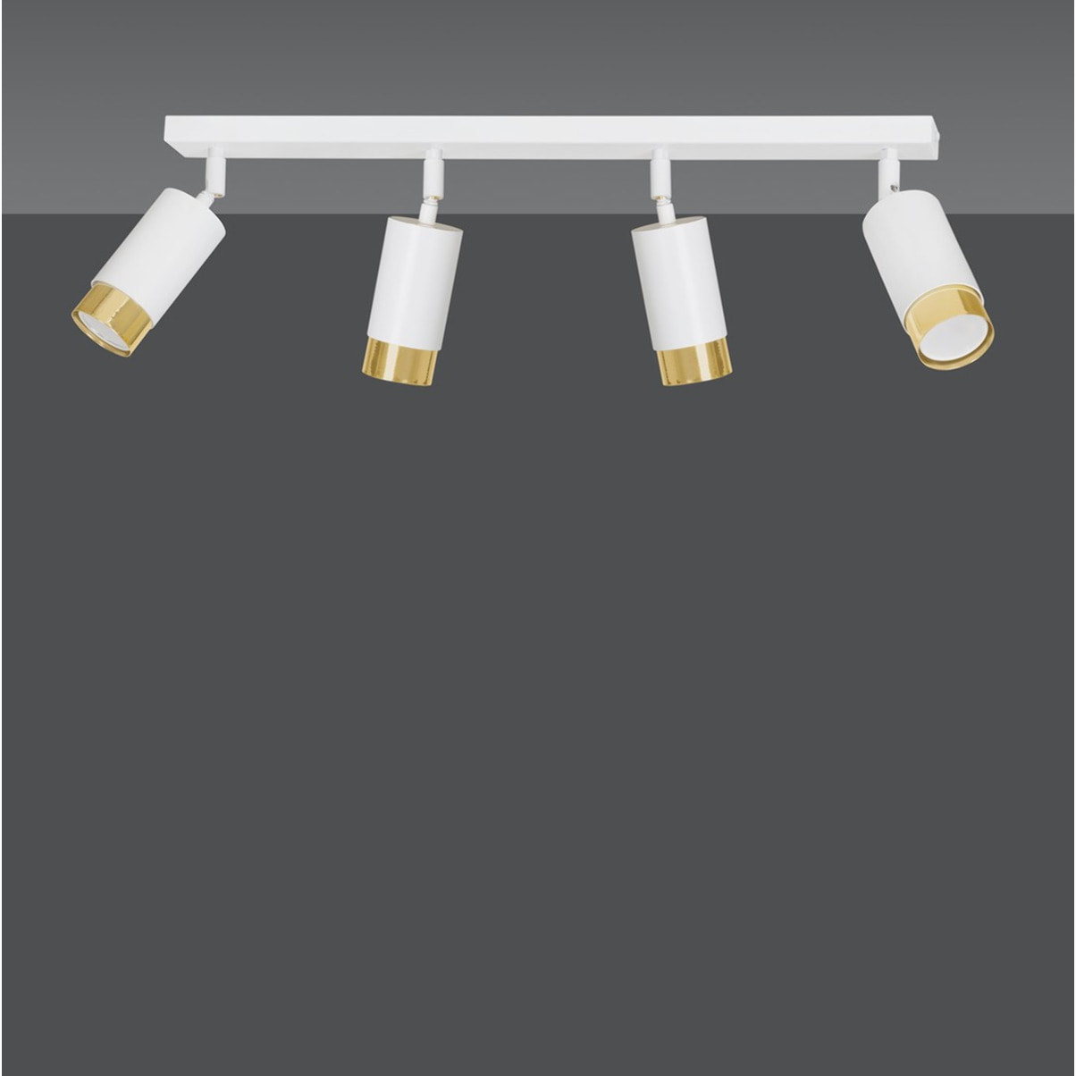 Faretto da soffitto Hiro in acciaio bianco e oro