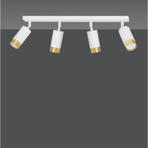 Faretto da soffitto Hiro in acciaio bianco e oro