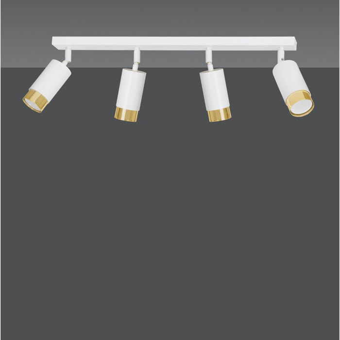 Faretto da soffitto Hiro in acciaio bianco e oro