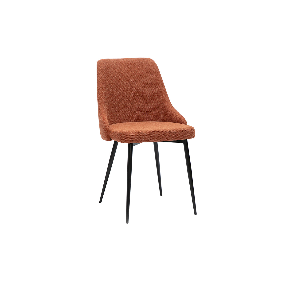Chaises design en tissu effet velours texturé terre brûlée et métal noir (lot de 2) CULT