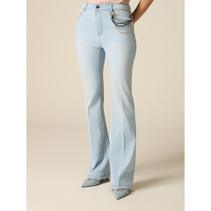 Oltre - Jeans flare con cadenas decorativas - Light - blue