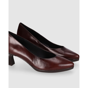 Zapatos de Piel - Marron - Tacón: 6 cm