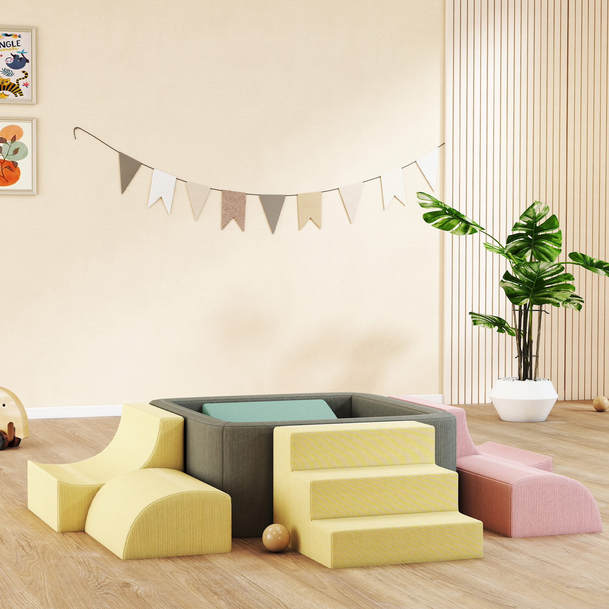 7 blocs de construction en mousse XXL revêtement tissu déhoussable - modules de motricité - multicolore