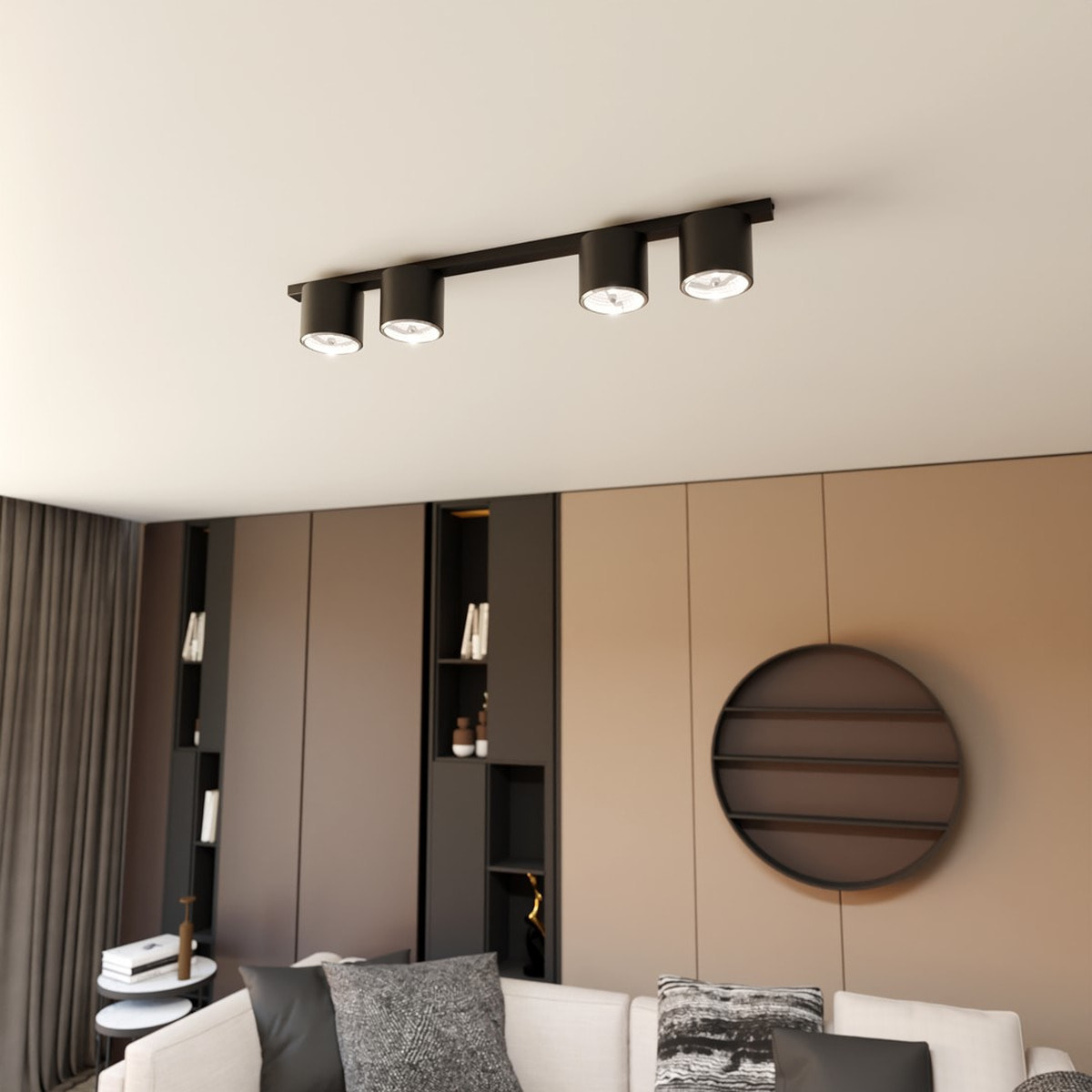 Faretto da soffitto Nano in acciaio nero