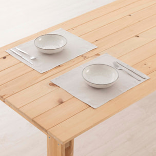 Lot de 2 sets de table imperméables et anti-taches 100% lin Gris clair 45x35 cm