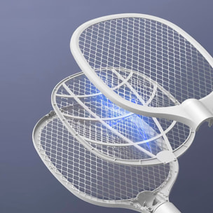 Racchetta elettrica per zanzare con scarica di 3000V, batteria da 1200mAh e 4 impostazioni di luminosità.