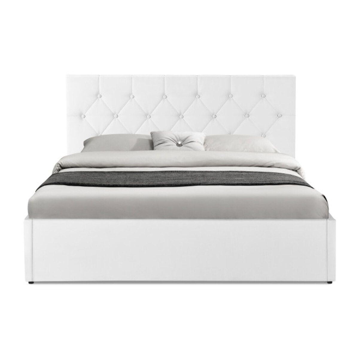 Lit coffre Hanna 140x190cm simili cuir blanc