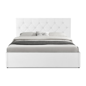 Lit coffre Hanna 140x190cm simili cuir blanc