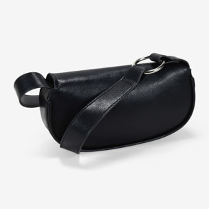 Bolso mini negro de hombro con solapa