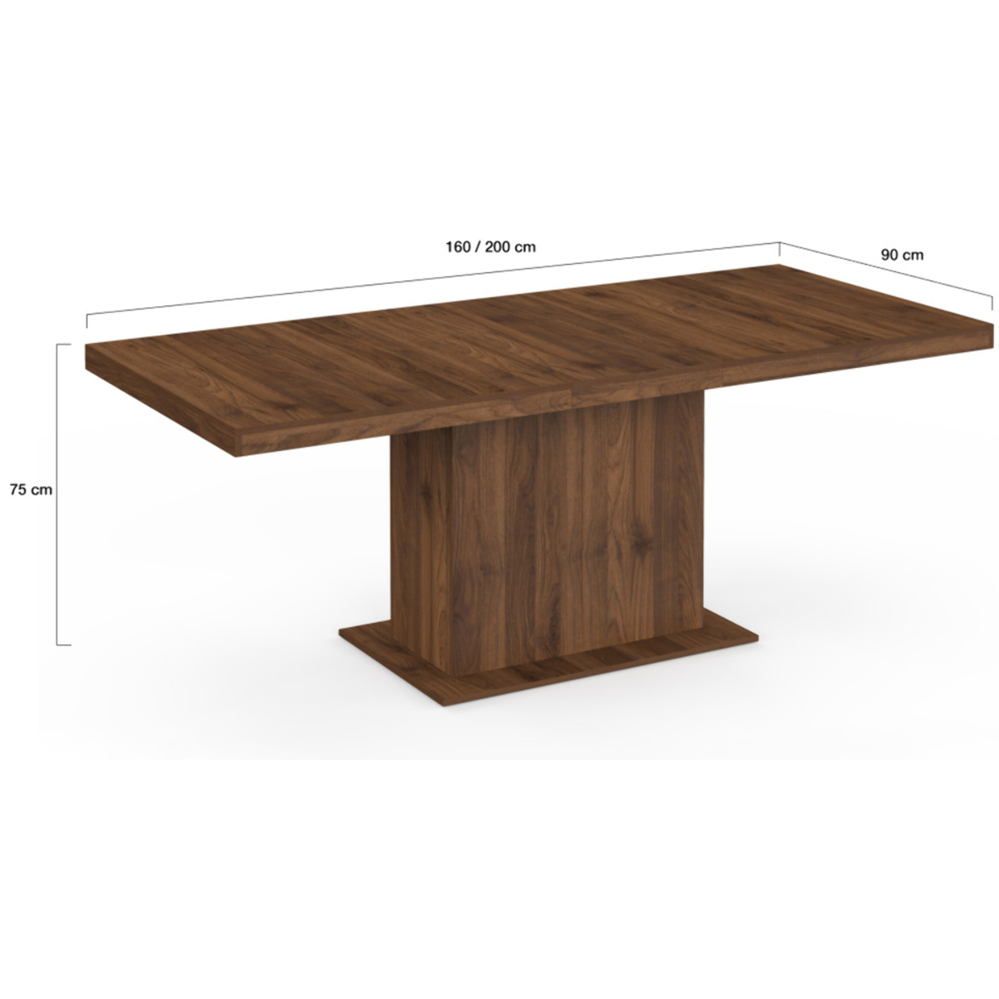 Table à manger extensible Tania effet noyer 160-200cm