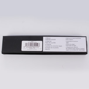 Cadena de Plata de Ley 925 con cuentas en circonita negra natural.