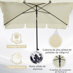 Sombrilla de Poliéster Aluminio 2x1,25x2,35m Beige