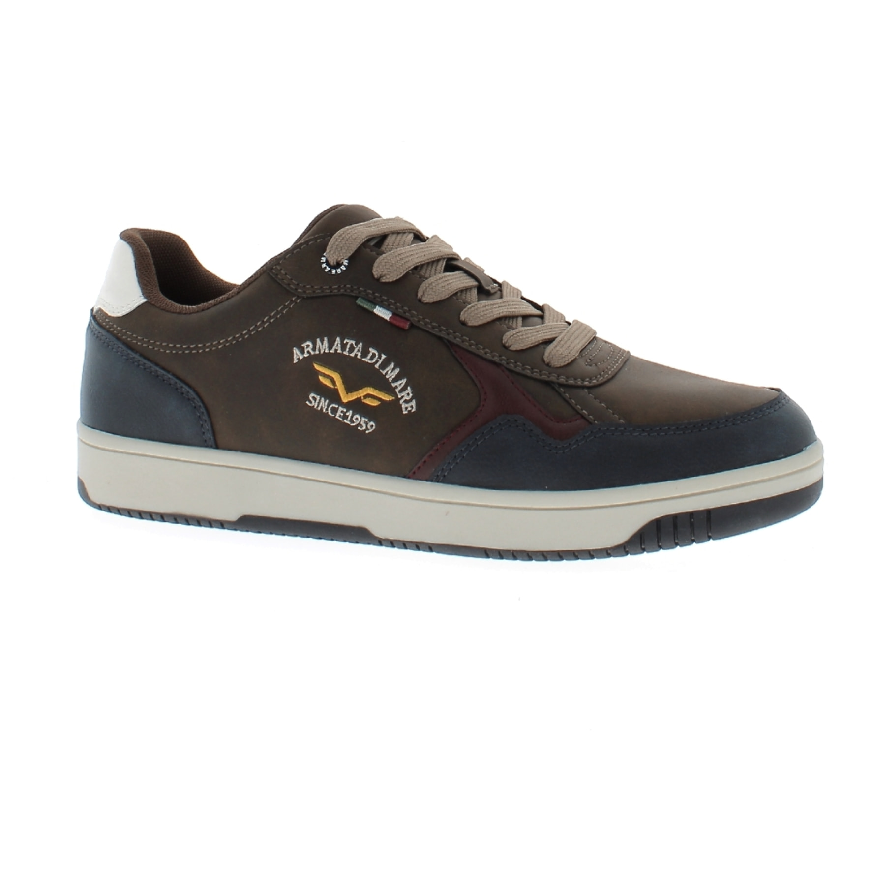 Armata di Mare Scarpe Uomo Sneakers Basse Stringate con Soletta Rimovibile in Memory Foam AMU W24N627 Brown Navy