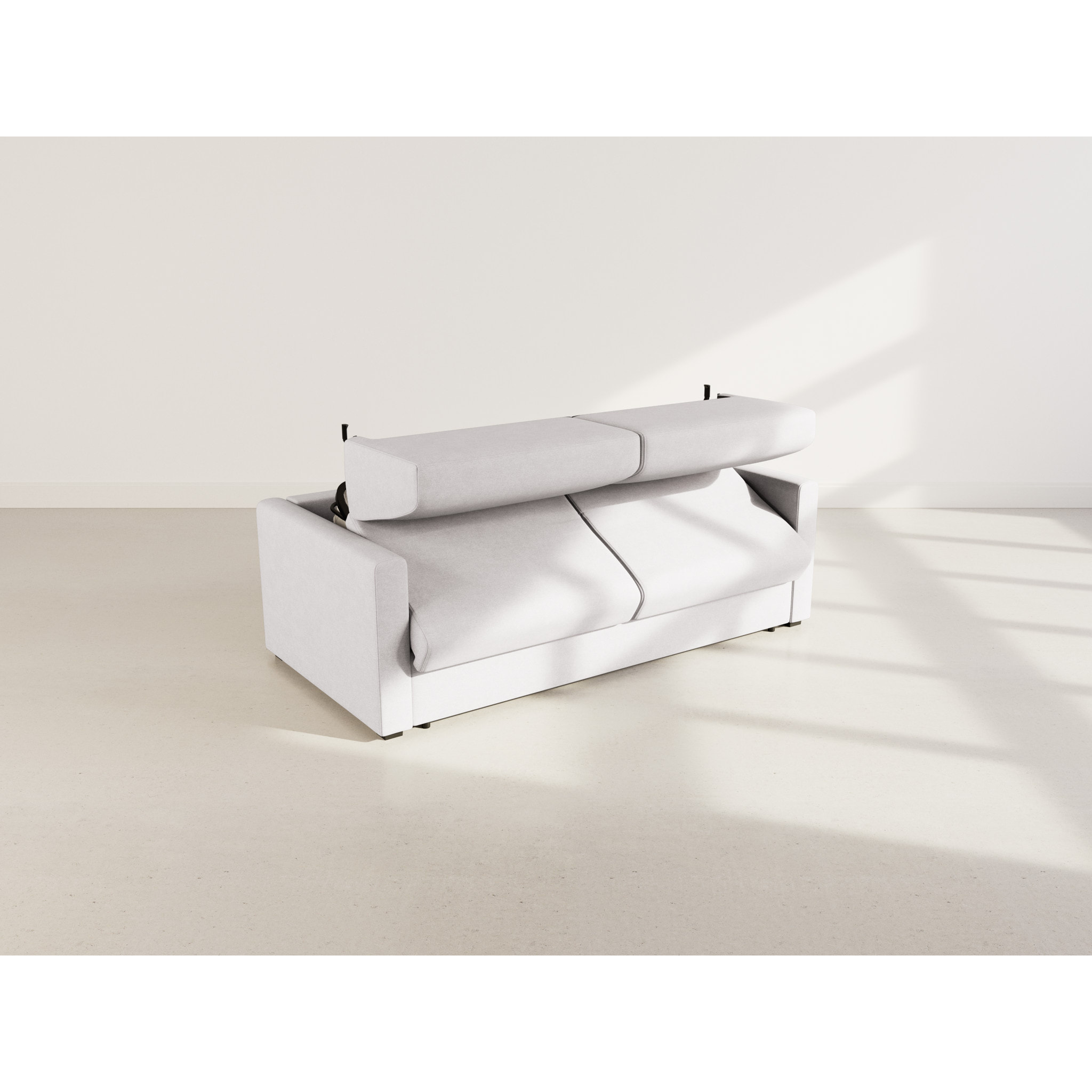 Julia - canapé lit 3 places convertible express couchage quotidien 140 cm matelas 18 cm en tissu - Gris clair