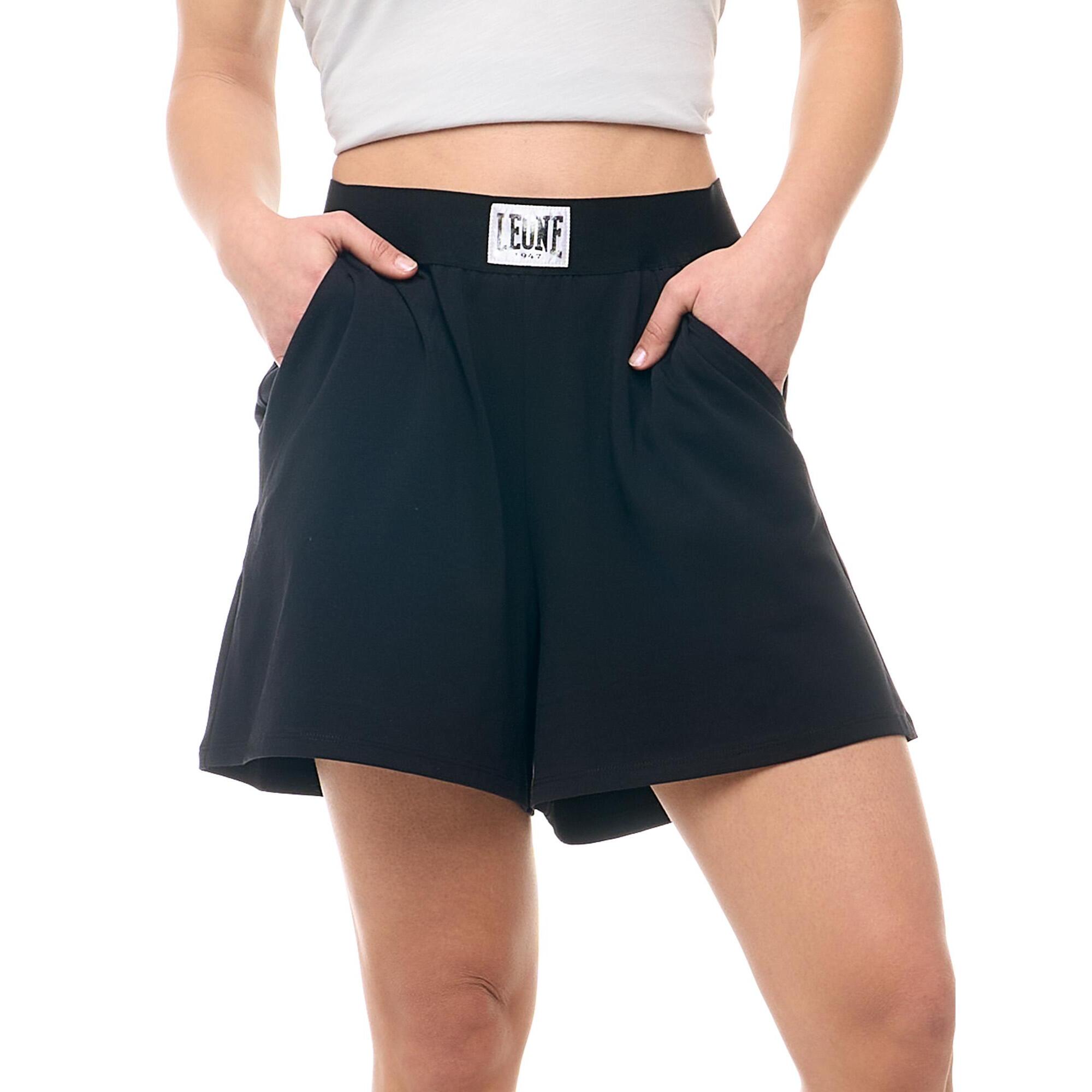 Bermuda donna Leone 1947 Apparel in cotone elasticizzato con patch boxe