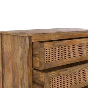 Commode en cannages et bois 3 tiroirs - Tiki