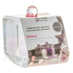 Distributeur à cotons-tiges "Selena" transparent