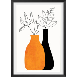 Affiche fleurs ""plante"" Affiche sous cadre noir