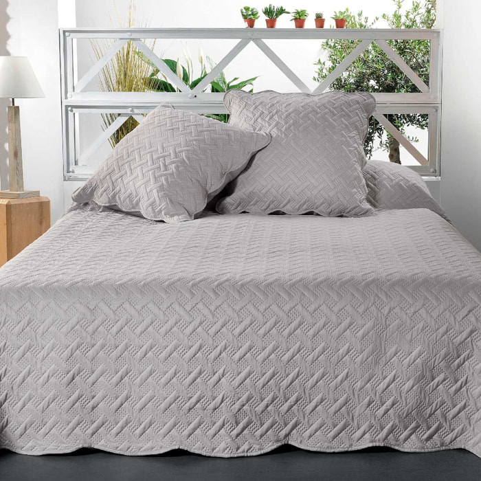 Couverture molletonné surpiquage graphique - Gris clair