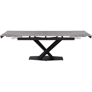 Table à manger extensible en céramique 6 à 10 personnes  "Silence" - Blanc marbré gold