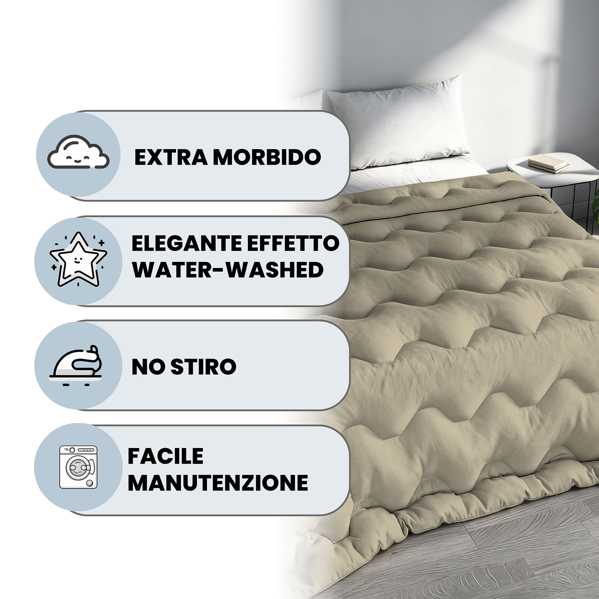 TRAPUNTA INVERNALE WATERWASHED MATRIMONIALE Made in Italy