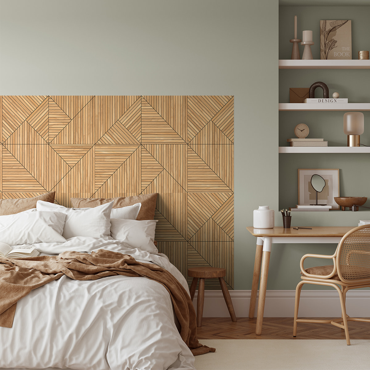 Rouleau revêtement adhésif vinyle au mètre - Sticker mural tête de lit - BOIS ART DÉCO