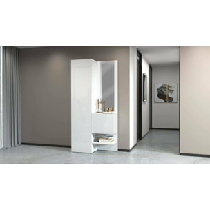 Mobile da ingresso Dcristant, Armadietto multifunzione a 2 ante, Mobile multiuso con specchio, 90x35h190 cm, Bianco