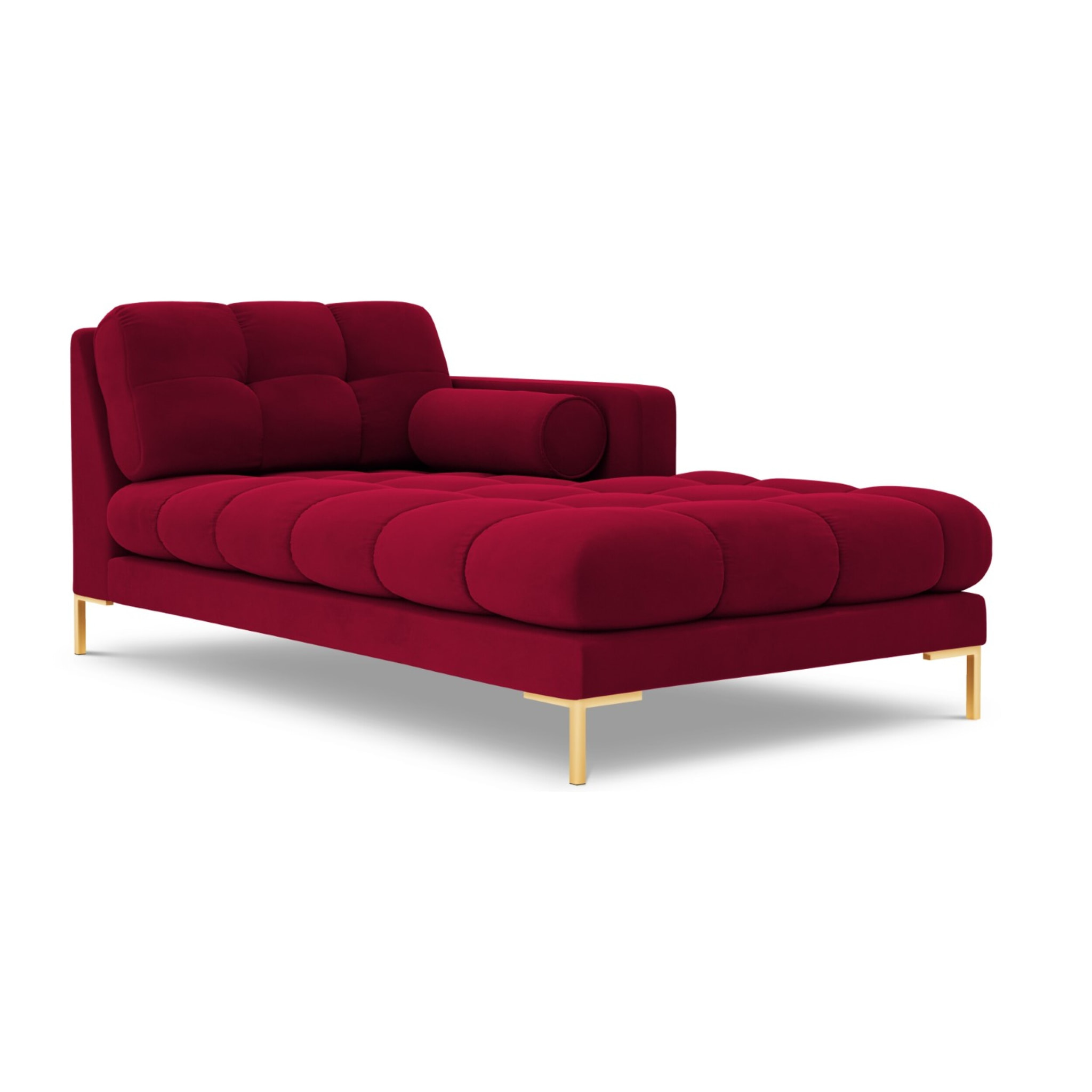 Méridienne droite "Bali" en velours rouge