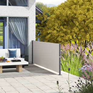 Store latéral brise-vue paravent rétractable dim. 3L x 1H m gris clair