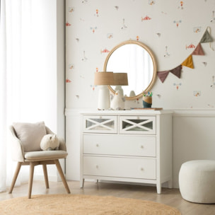 Commode Niza -bois massif d'araucaria et panneau mdf-couleur laqué blanc mat 100 x 87 x 42 cm