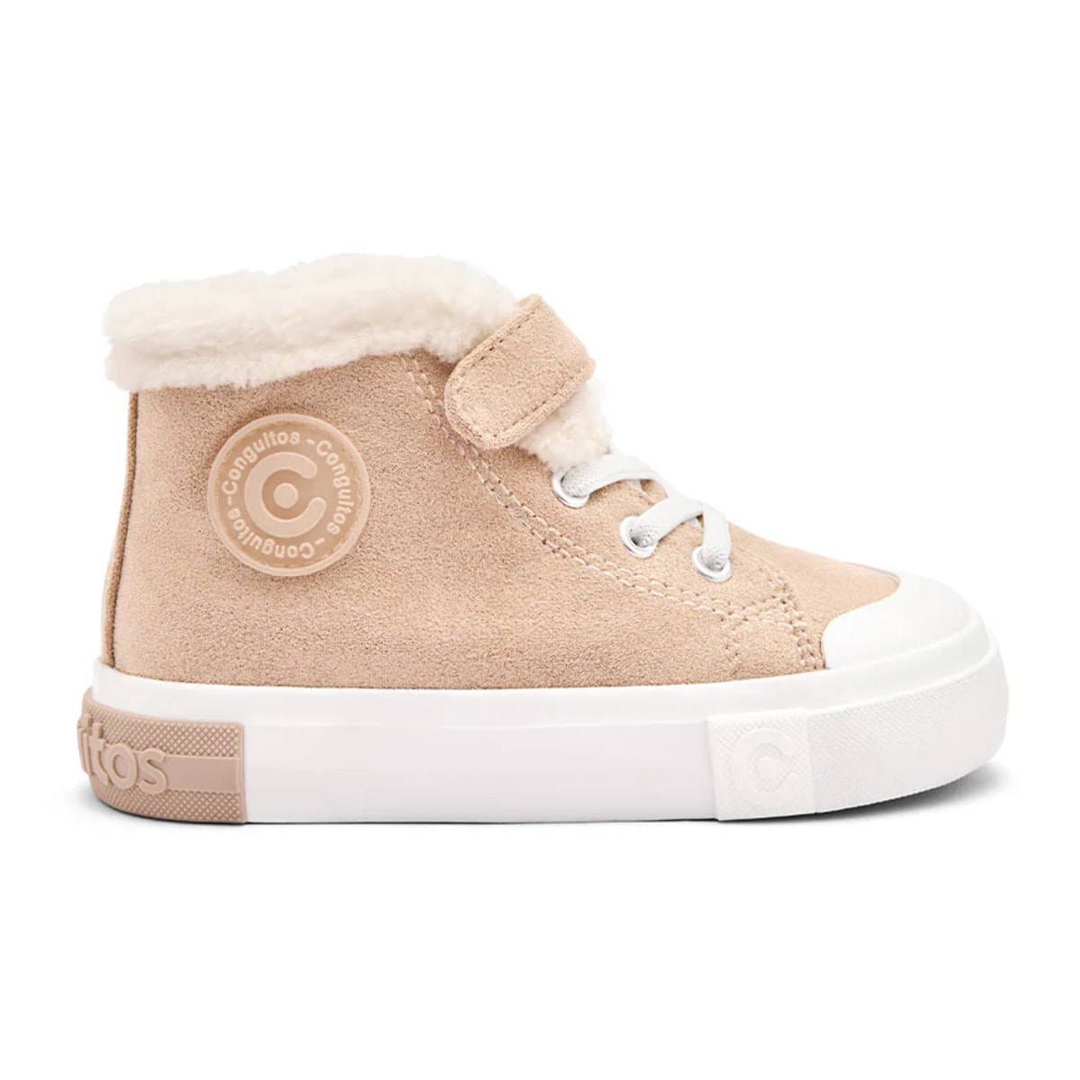 Sneakers alte da bambina con fodera in pelliccia