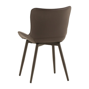Set di 4 sedie KUDI CHIN in similpelle marrone e gambe in metallo marroni