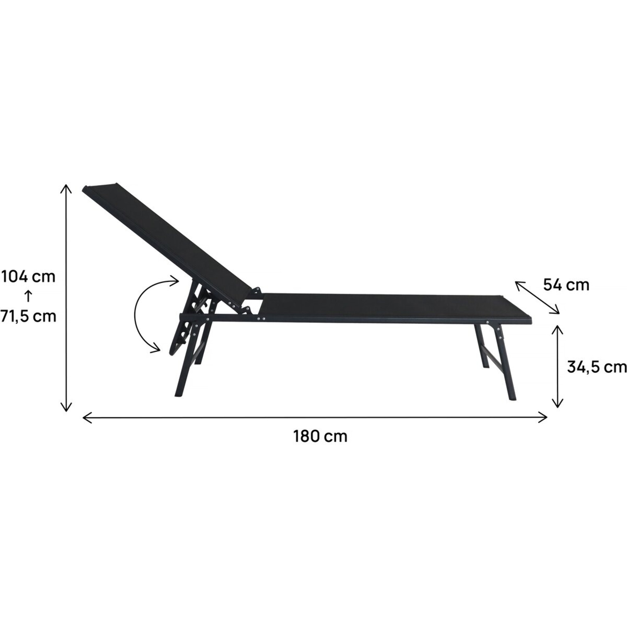 Lot de 2 bains de soleil en métal "Sublima" - 180 x 54 x 104 cm - Noir
