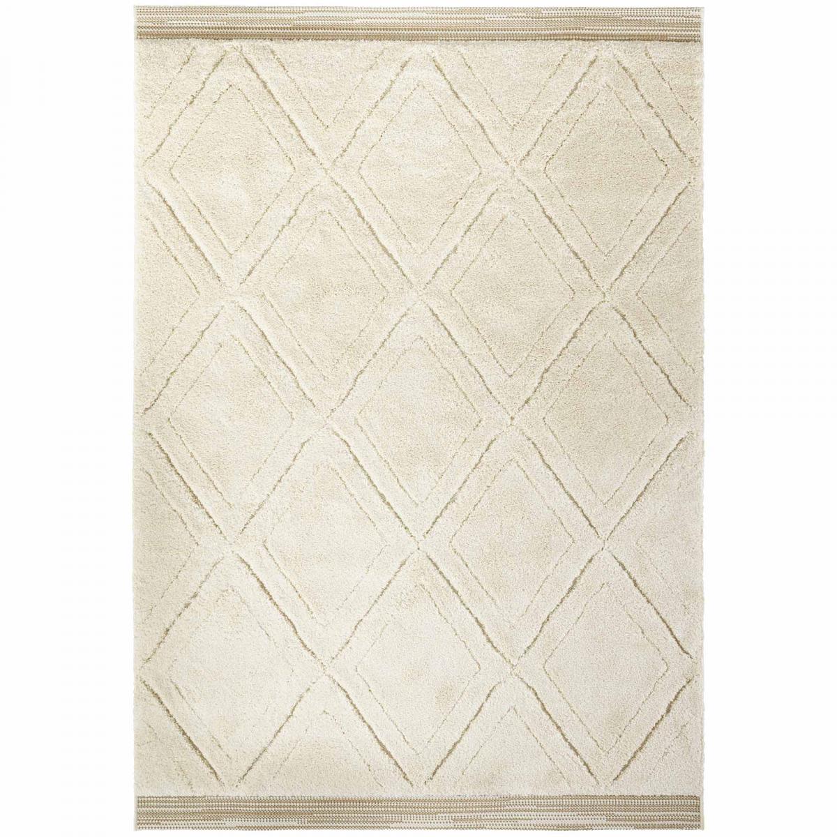 Tapis salon motif géométrique, relief raffiné, osel, entretien facile