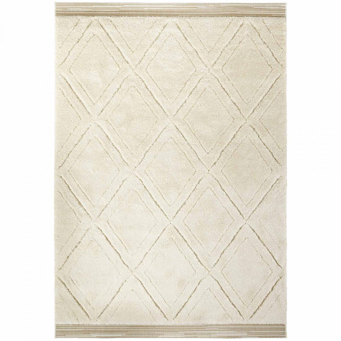 Tapis salon motif géométrique, relief raffiné, osel, entretien facile