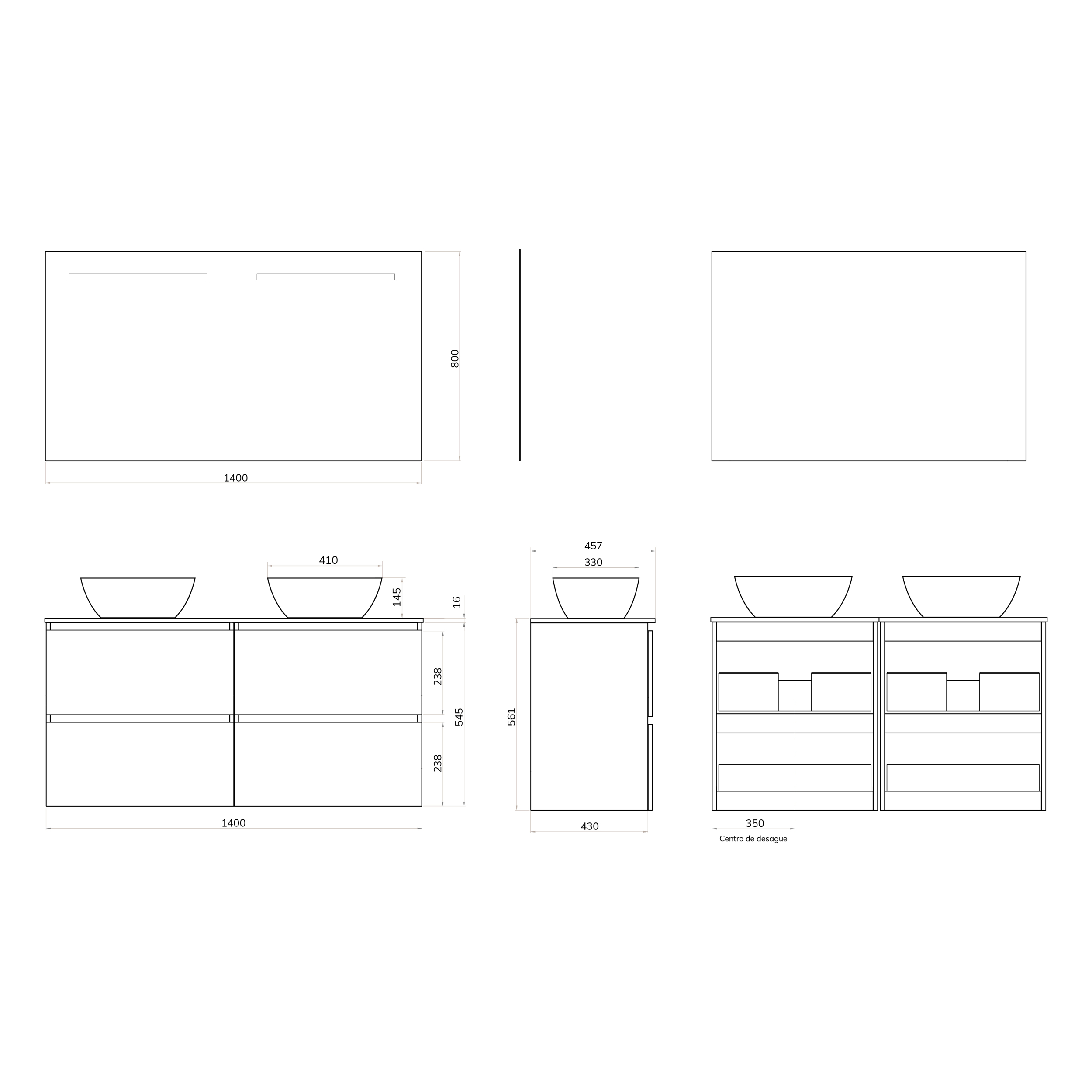 Ensemble de salle de bain LILY, Alday, 140 cm, Nature