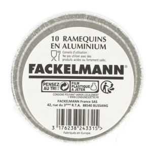 Lot de 10 ramequins en aluminium 4 x 9 cm Fackelmann