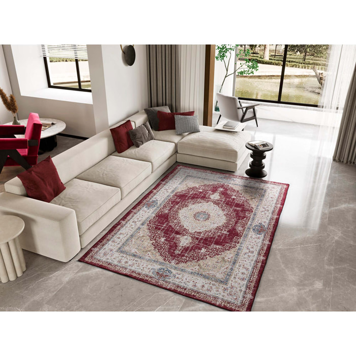 NEILA Alfombra vintage plegable en rojo, varias medidas disponibles