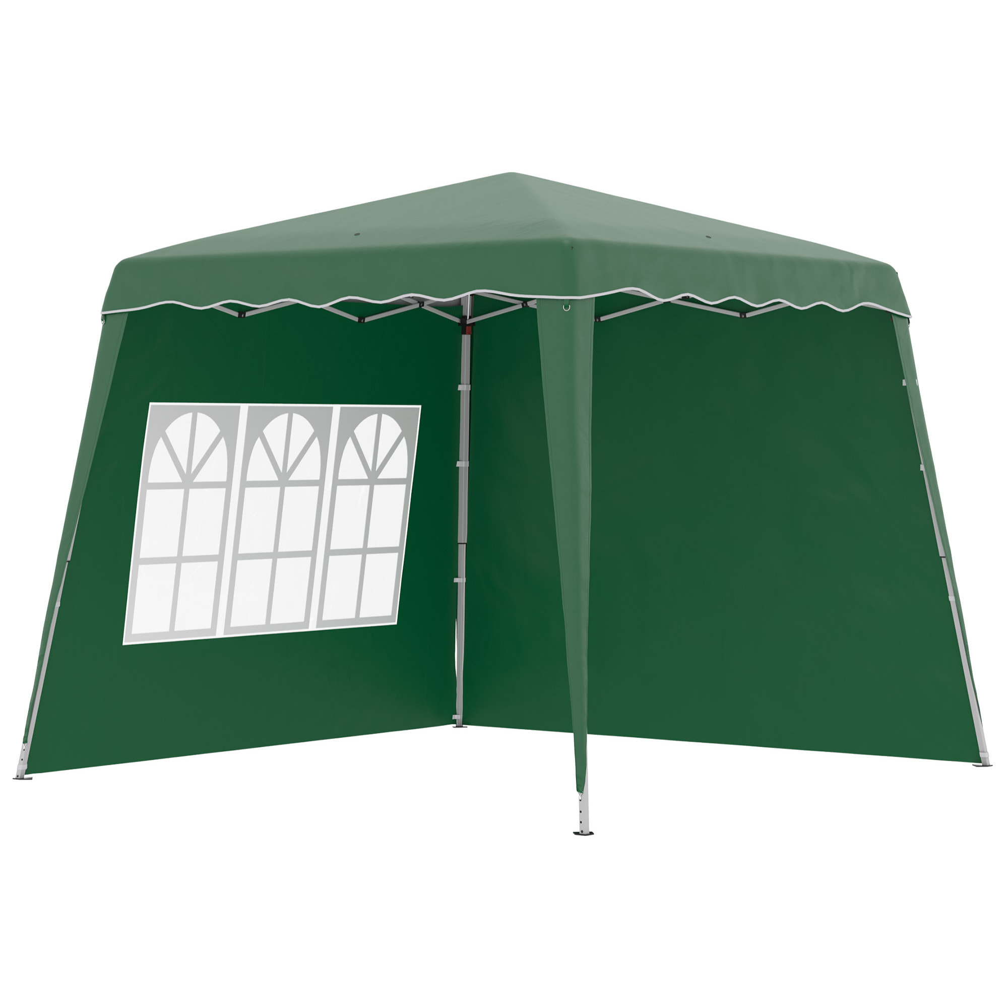 Carpa Plegable con 2 Paredes Laterales 2,89x2,89 m Cenador Pabellón de Jardín con Altura Ajustable y Bolsa de Transporte Protección UV50+ para Exterior Patio Verde