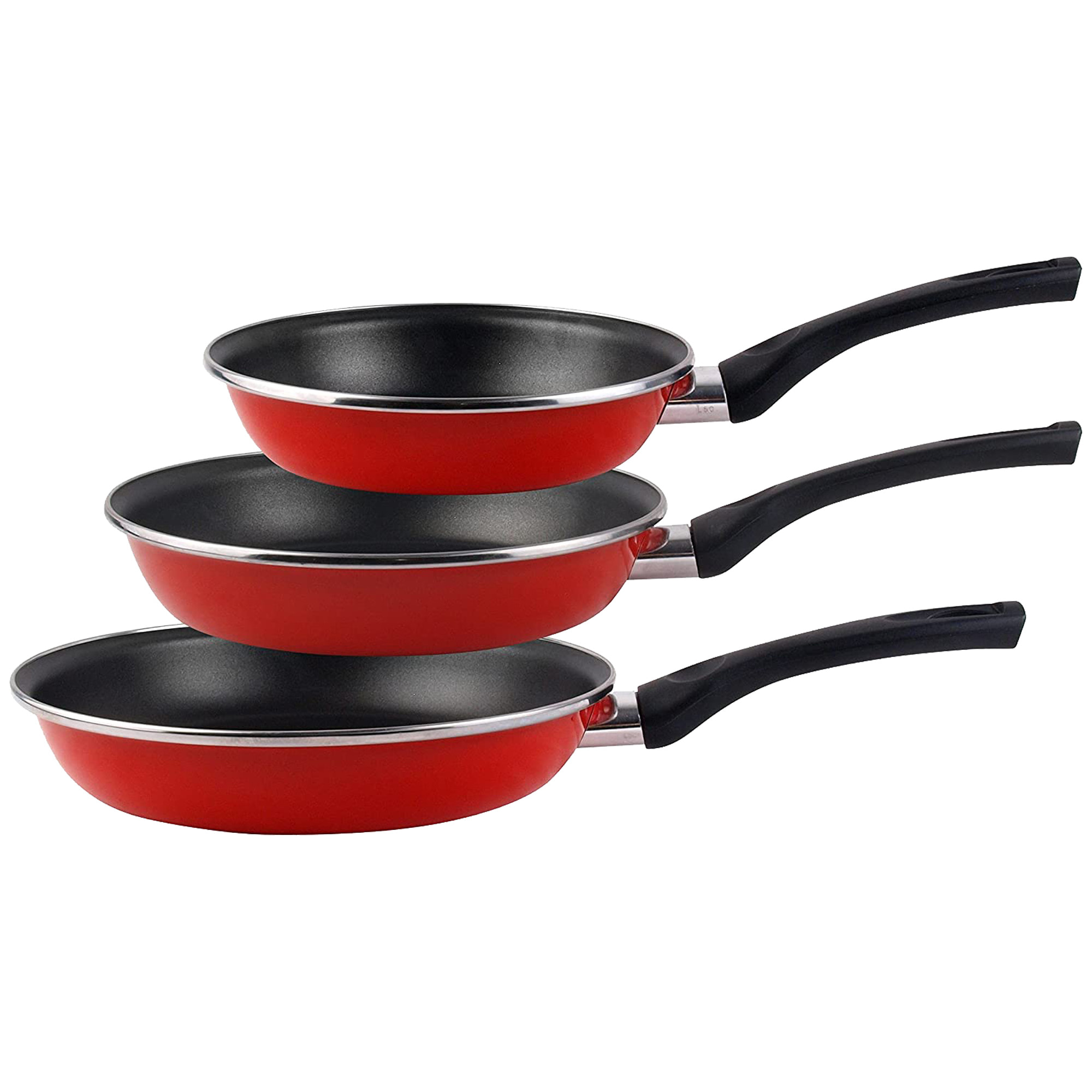 Magefesa GRANA set 3 sartenes (18,20,24), acero esmaltado vitrificado, en rojo, inducción y lavavajillas