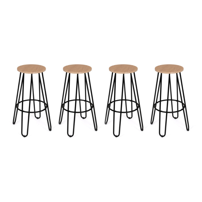 Tabourets de bar industriels pieds épingle Missouri - lot de 4