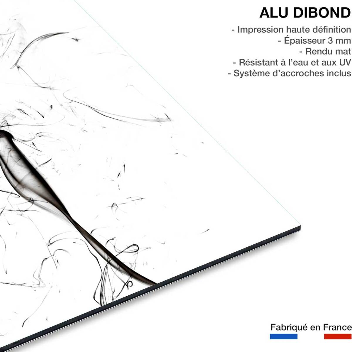 Tableau  black smoke tulip dream Tableau alu Dibond