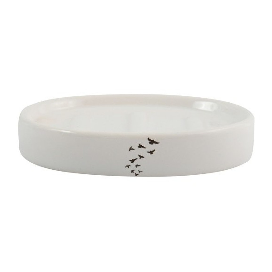 Porte Savon Céramique PLUMA Bleu & Blanc MSV