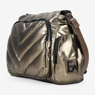 Bolso bandolera acolchada bronce con bolsillos