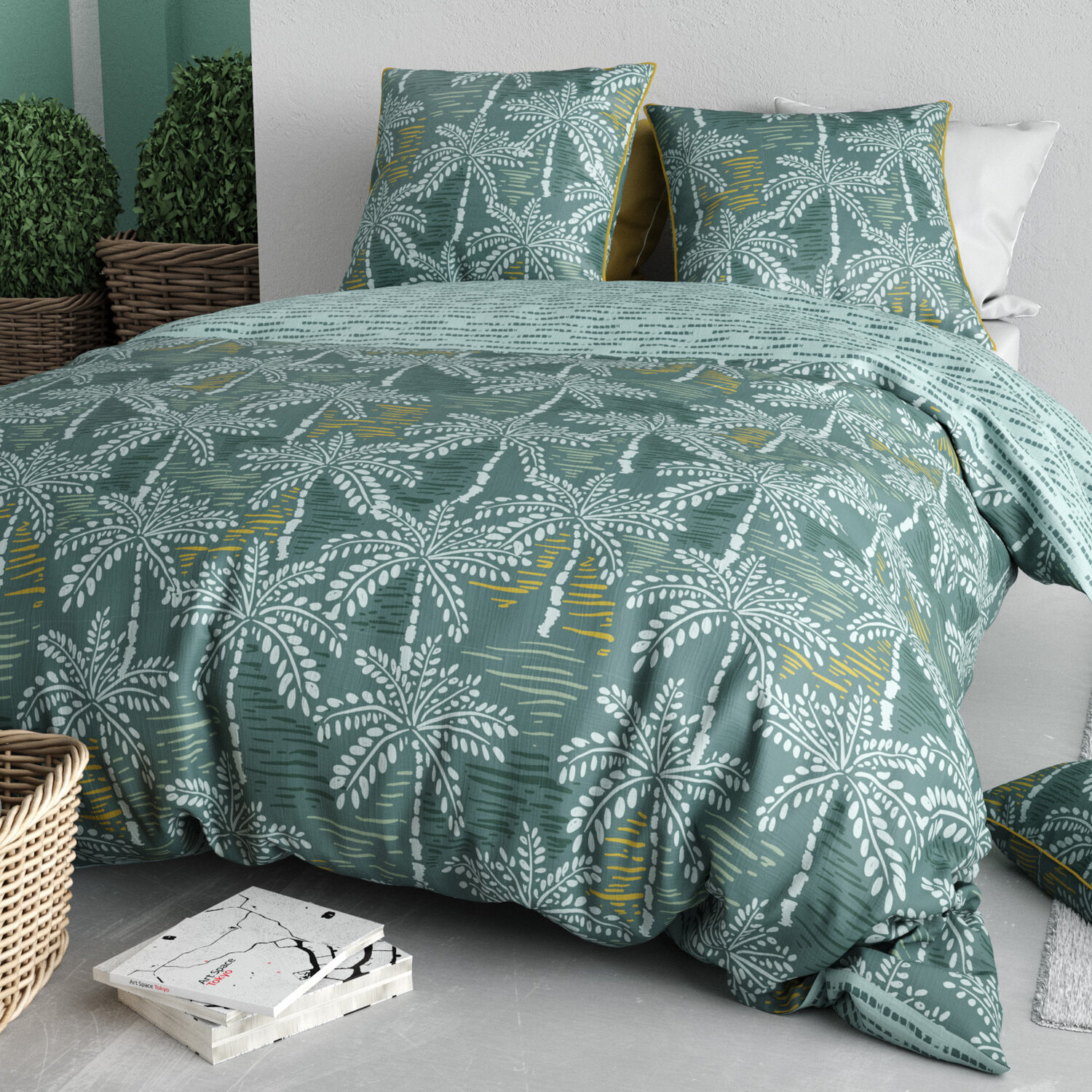 Parure housse de couette 3pcs microfibre effet pêche tobago