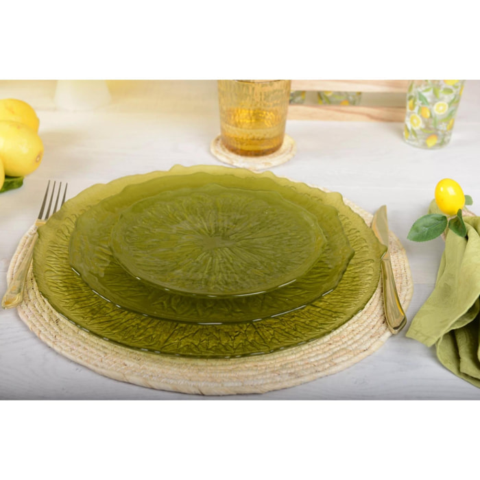 Lot de 6 assiette de presentation verte 34cm - citron