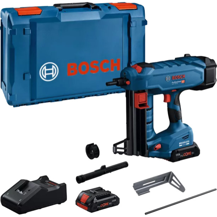 Cloueur sans-fil GNB 18V-40 - BOSCH - avec 2 batteries 18V 4.0Ah - chargeur - L-Boxx - 06019L7005