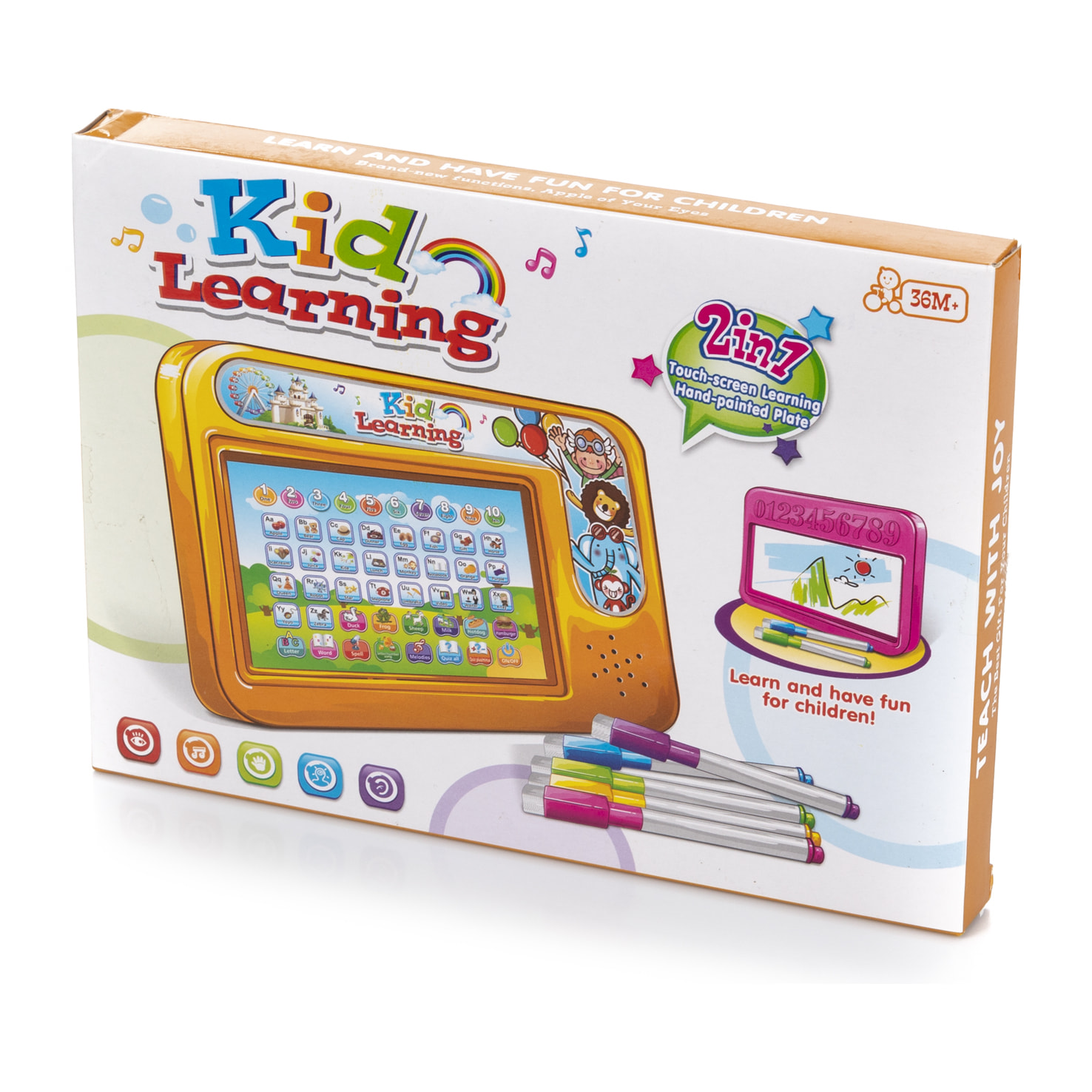 Macchina per l'apprendimento dell'inglese con suoni e lavagna.